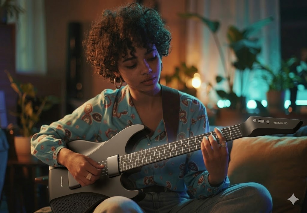 Persona tocando AeroBand Guitar